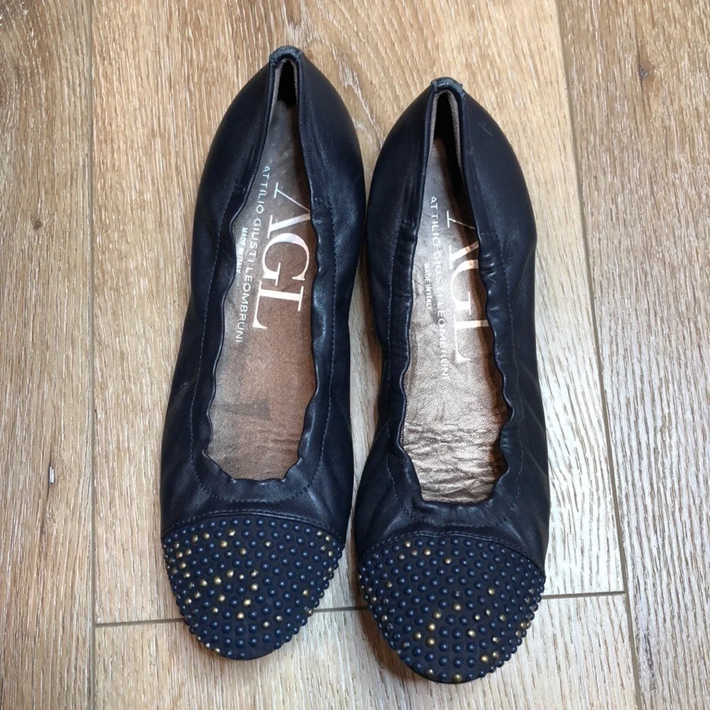 AGL Blakely Navy Studded Ballet Flats Size 38/8